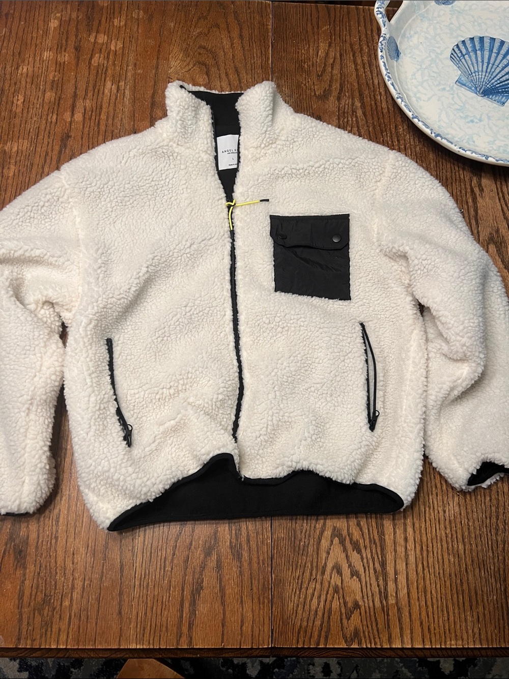 NWOT Angel Kiss Cream Teddy Sherpa Jacket with Black Trim